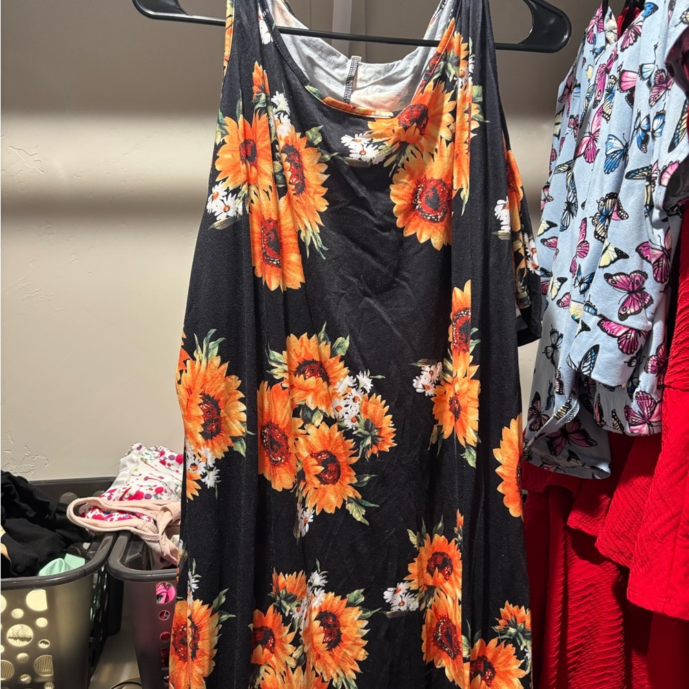 Floral Sunflower Print Dress